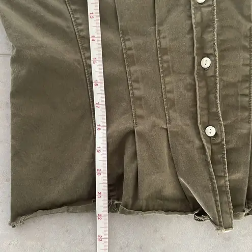 Current/Elliott  women’s button up top / light jacket olive green‎ raw edge 2/M