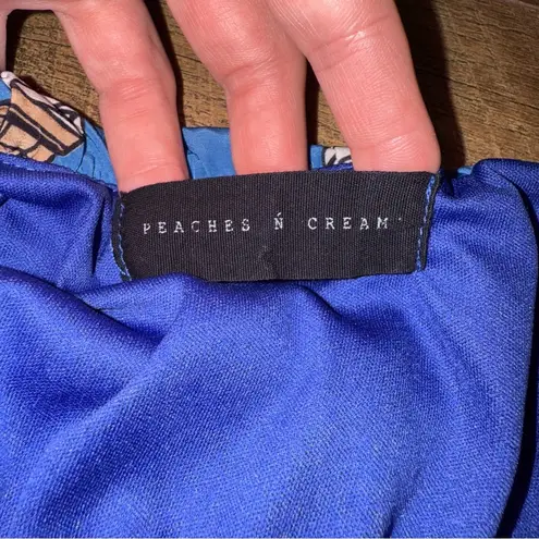 Peaches Ń Cream Strapless Blue Dreamsicle Ice Cream Print Women’s Dress