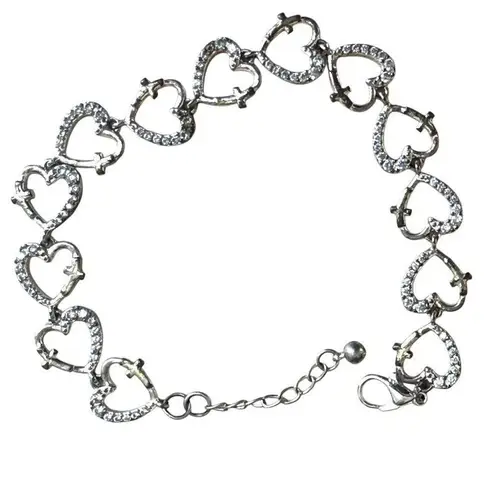 Rhinestone Heart cross Link Bracelet