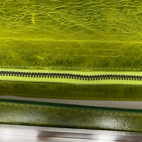 Dion Lee Corner Cut Out Shoulder Bag Italian Calfskin Lime Green Silver Chain