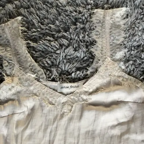 Caren Forbes lace trim silky tank top