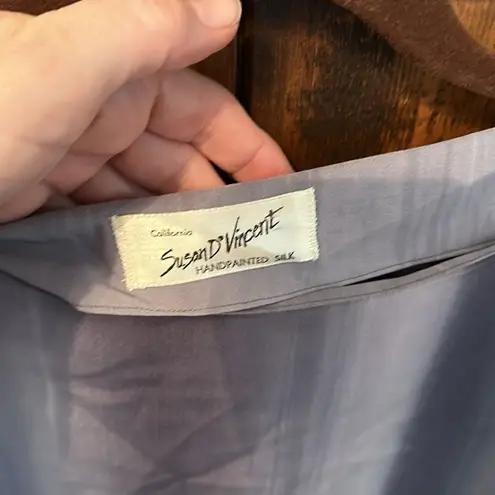 Vintage Susan D’Vincent Hand painted Silk Tunic White Size L