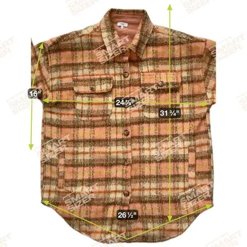 Voy Shacket Plaid Size Large Brown