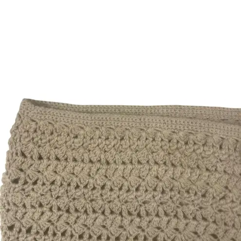 Vtg Paul Harris Design Crochet Sweater Vest Women's M Tan Button Front Boho Size M