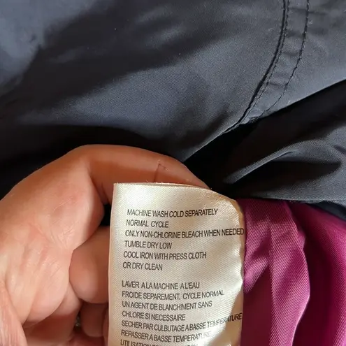 Michael Kors Trench Coat Navy Blue with Purple Lining & Gold Hardware Size Small