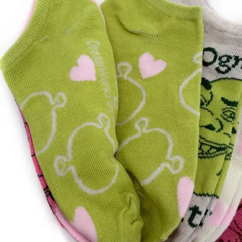 Shrek Womens No Show Socks Princess Fiona Donkey Dragon Hearts Love Pink Green