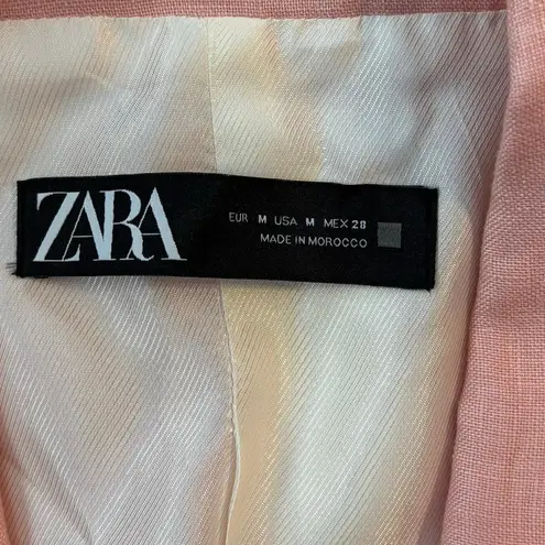 ZARA NEW  Size M Double Breasted Linen Blazer Pink Peach