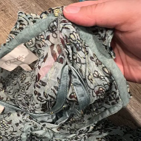 Cleobella  Top Green Loretta Iris Blue Peasant Boho Metallic Chiffon XS - Image 11