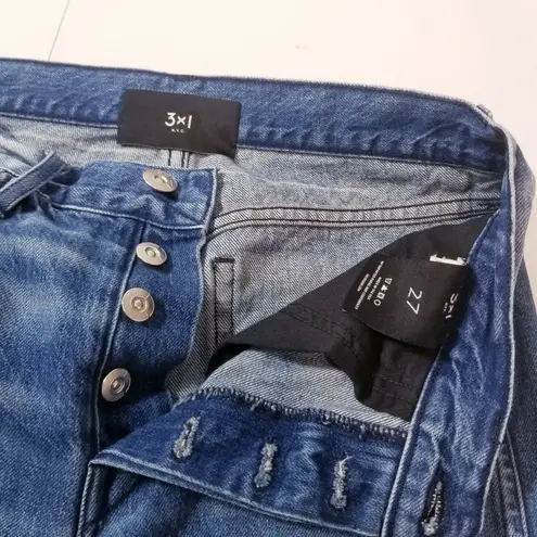 3x1 NYC Women size 27 ISLA High Rise Blue Jeans Frayed Hem Ankle Straight Leg - Image 4