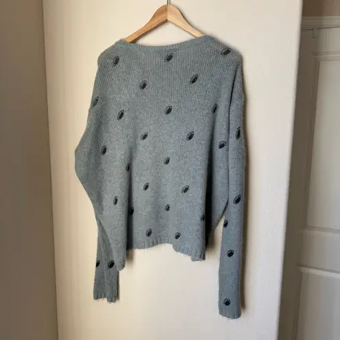 Wooden Ships mini football V neck breaker knit sweater Size M/L