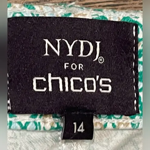 NYDJ Chico’s Cool Control Green Medallion-Print Skinny Ankle Jeans -Sz 14-NWT