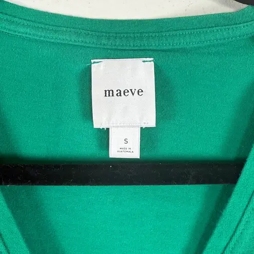 Maeve Lacrosse Embroidered V-neck Cropped Tee in Kelly Green Size Small