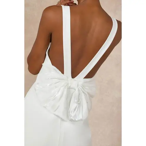 Lulus NWT Romantic Glow White Backless Pearl Bow Wedding Gown Maxi Dress XL