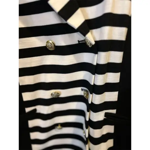 Anne Klein  Women's Colorblock Striped Double Breasted Jacket Black White Size 12