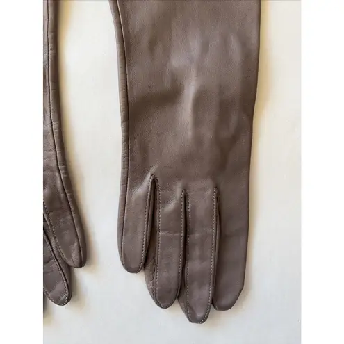 Vintage VTG Lord & Taylor Brown Taupe Silk Lined Leather Gloves Womens 7.5