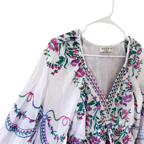 Hale Bob White Dress with Floral Accents