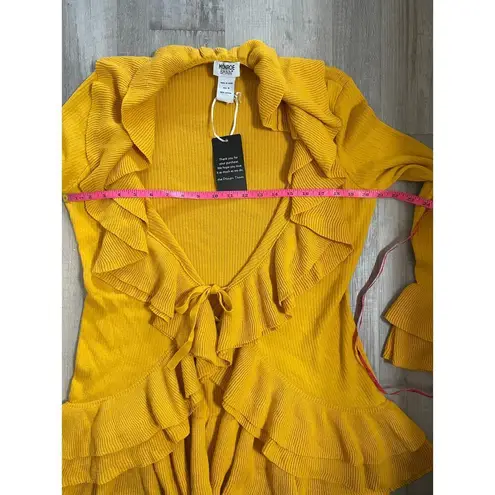 NWT Monroe & Main size medium ruffle tie front cardigan Yellow