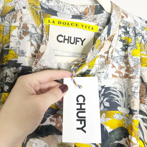 Chufy Womens Bruna Mini Dress Long Sleeve Cotton Printed Catania Size M NEW Size M