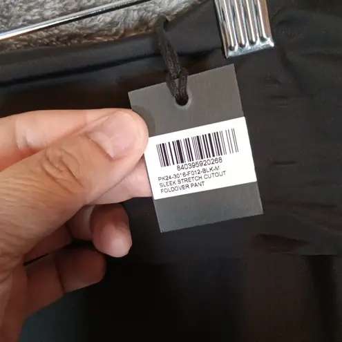 Khy Sleek Stretch Cutout Foldover Stretch Pants Flare Womens Medium Black