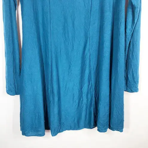 The Comfy  USA Womens XS Tunic Top Blue Scoop Neck Blouse Swing Rayon Stretch 966