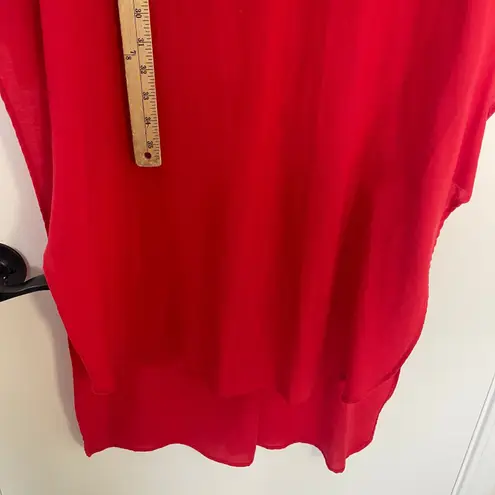 Vince  Red Wrap Front Midi Dress Cotton Twill Women's Size Medium Coastal