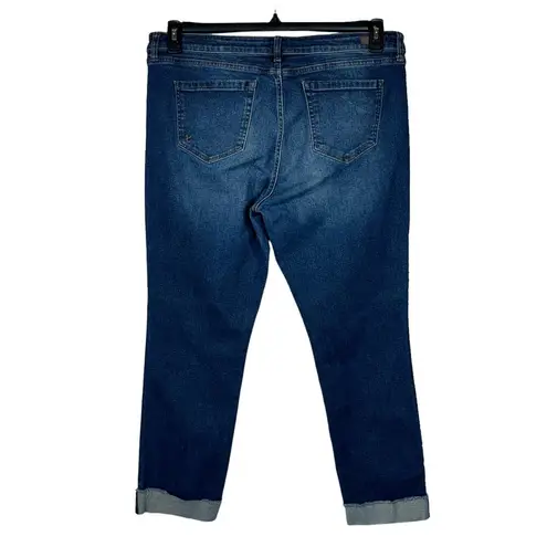 Kut From The Kloth  SZ 16 Cuffed Jeans Stretch Mid-Rise Distressed Whiskered Blue thumbnail 4