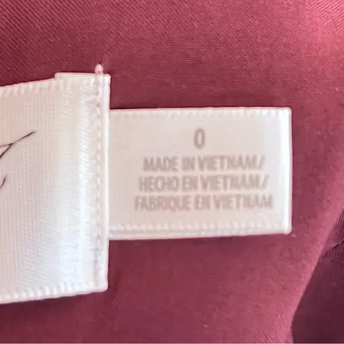 Eliza J Deep Burgundy Sheath Midi V-Neck Dress w/Reversible Fabric Belt-Size 0