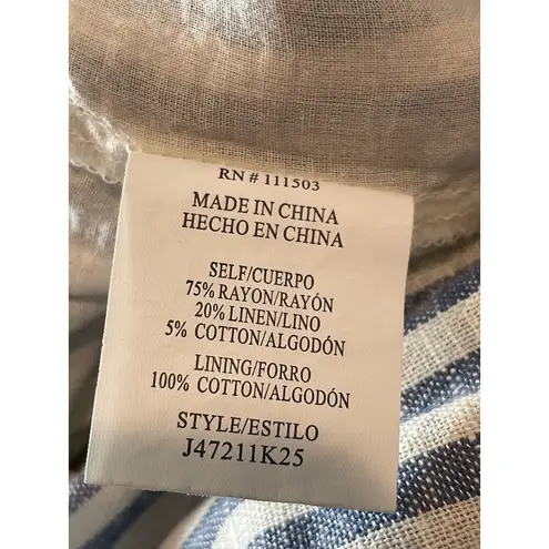 Hudson June Womens Jumpsuit Plus Size 1 Blue Ivory Stripe Linen Blend 1 Piece