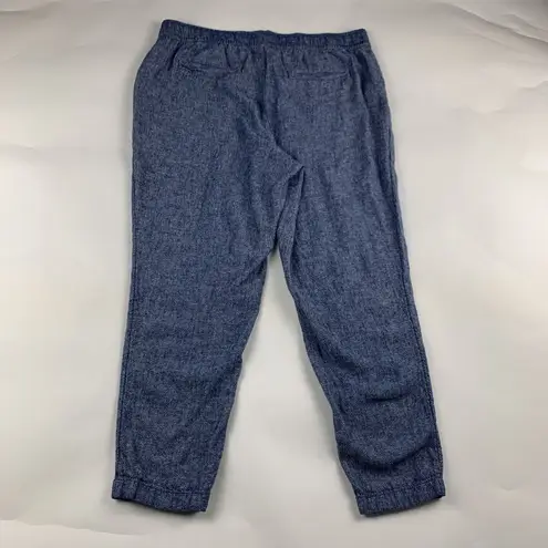 Old Navy  Blue Chambray Linen Blend High Rise Pull On Ankle Pant L