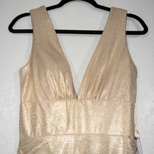 Lucci Lu NWT Abby Paris x Light Gold Bodycon Gathered Dress Size 2