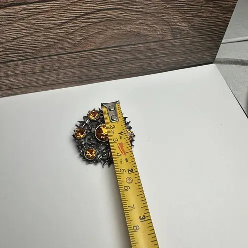 Miracle Orange Rhinestone Celtic Scottish Thistle Brooch Pin Silver Tone Signed Gold