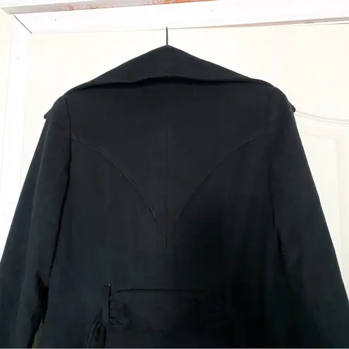 Jasmine Di Milo Coat Cashmere Signature Frill Wool Belted Short Black 6 GUC