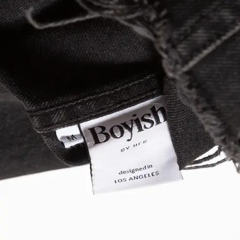 Boyish Jay Black Denim Cropped Oversized Asymmetrical Raw Hem Jacket