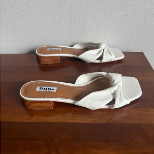 Dune London  Laizes White Leather Slide Sandals Womens 39 Square Toe Knotted Bow
