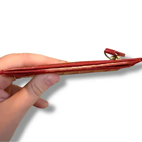 Below the Belt Red Croc Embossed Card Holder Wallet Women’s Compact Slim