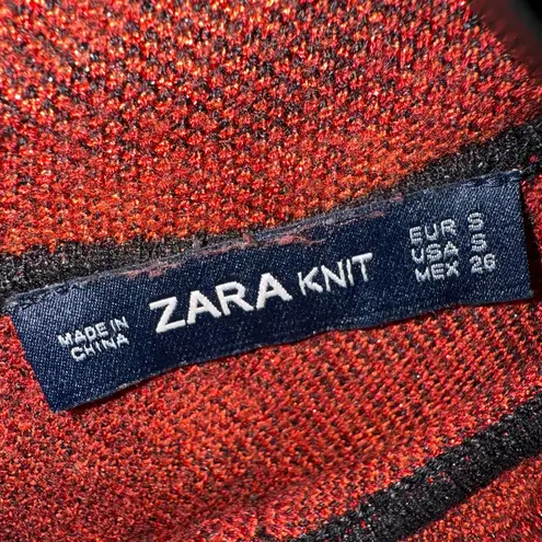 ZARA  Red and Black Chevron Long Sleeve Dress