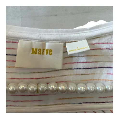 Maeve | by Anthropologie White Colorful V-neck Blouse Size Large