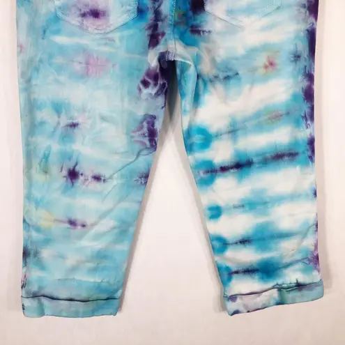 NYC Size 6 Capri Jeans Handmade Tie Dye Chasing Dreams Blue Crop Skinny 1071