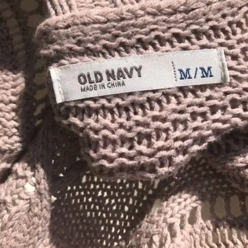 Old Navy  Medium Cable Knit Sweater Top Tan Pullover Round Scoop Long Sleeve Neck