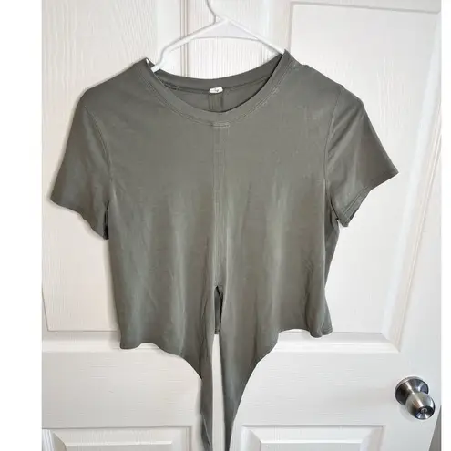 LULULEMON Time To Restore Crop Top Green Waist Tie Yoga Pilates Workout Gym 4