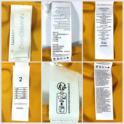 Zimmermann Wylie Halter Two Piece Bikini Swimsuit Mustard AU 2 US 8 NWT