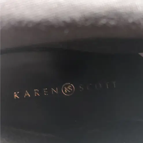 Karen Scott Sharonn Brown Knee High Boots 7.5M Faux Suede Chunky Block Heel