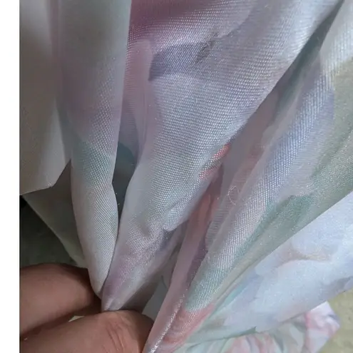 Vtg 1980s Gilligan O'Malley Pastel Pink Green Floral Satin True Wrap Robe L Size L