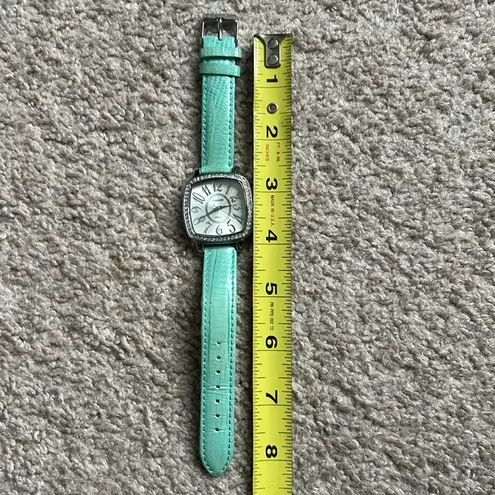 Embassy women’s vintage genuine leather teal/silver crystal watch one‎ size Green