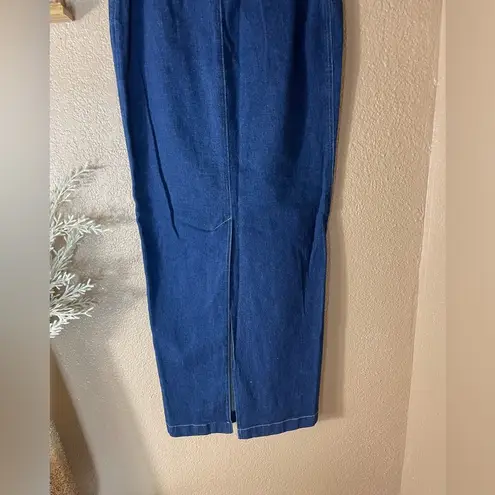 Ellen Tracy Vintage 90s Style Denim Maxi Skirt with Slit - 90s Chic Collection