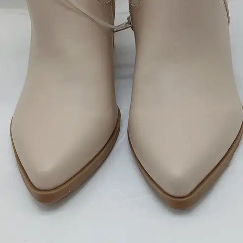 Dolce Vita Kirby Chunky Heel Ankle Boot Women's 6 Beige Western Shoes Cowgirl