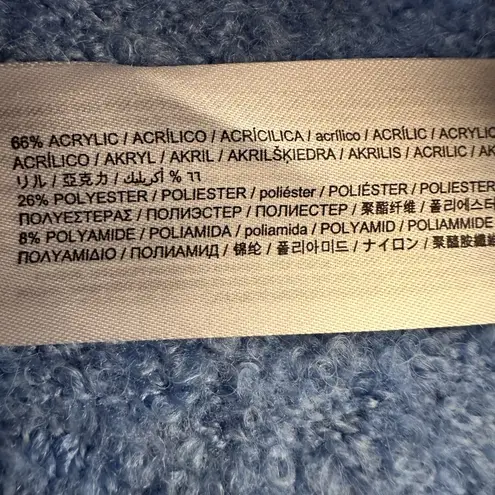 Mango  off the shoulder textured knit light blue sweater size Large