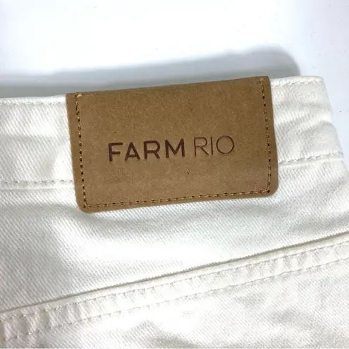 Farm Rio Crochet Detail Cotton Denim Shorts White Size 33 NWT