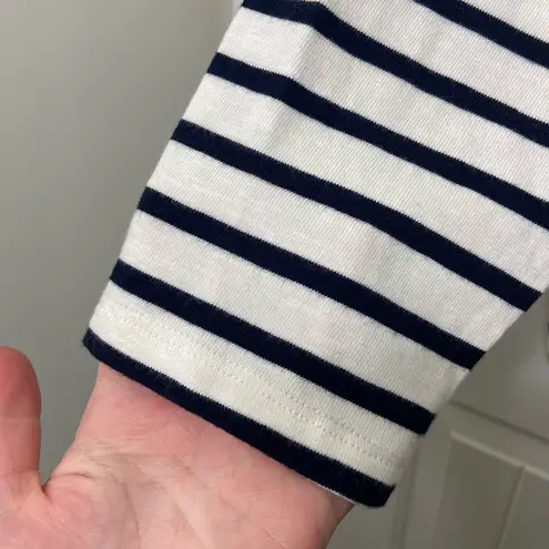 Talbots NWOT  PLUS women’s cream navy sequin penguin decal long sleeve shirt 1X‎