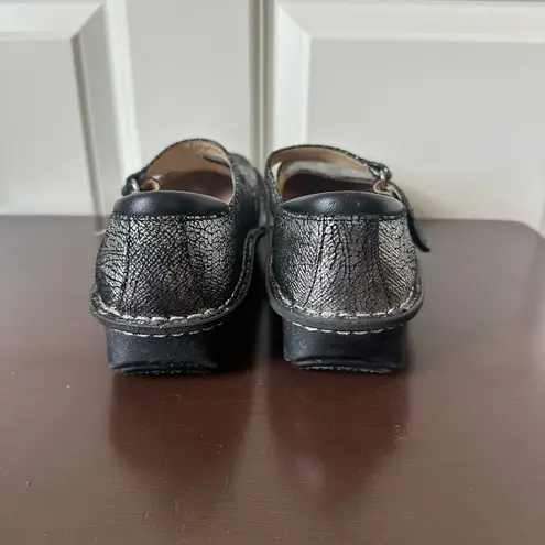 Alegria Jil-752 Metallic Silver Crackle Mary Jane Shoes Women’s Comfort Size 36